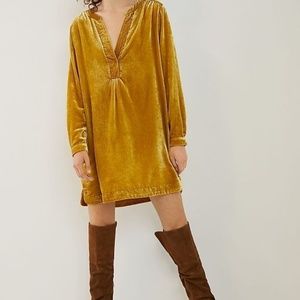 BRAND NEW Anthropologie Melody Mustard Yellow Velvet Tunic Dress NWT